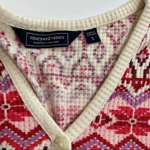 NWOT VINEYARD VINES Dreamcloth Waffle Knit V Neck Henley Shirt Faire Isle Sz L - Picture 6 of 6